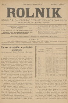 Rolnik : organ c. k. galicyjskiego Towarzystwa gospodarskiego. R.35, T.65, 1902, nr 2