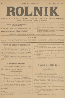 Rolnik : organ c. k. galicyjskiego Towarzystwa gospodarskiego. R.35, T.65, 1902, nr 5