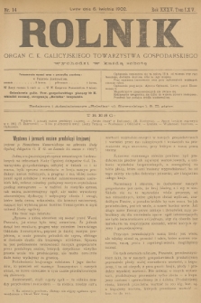 Rolnik : organ c. k. galicyjskiego Towarzystwa gospodarskiego. R.35, T.65, 1902, nr 14