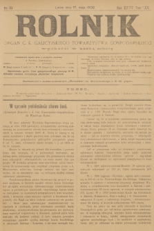 Rolnik : organ c. k. galicyjskiego Towarzystwa gospodarskiego. R.35, T.65, 1902, nr 20