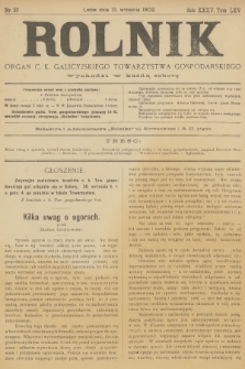 Rolnik : organ c. k. galicyjskiego Towarzystwa gospodarskiego. R.35, T.65, 1902, nr 37