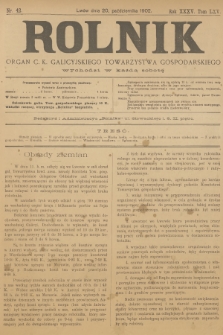 Rolnik : organ c. k. galicyjskiego Towarzystwa gospodarskiego. R.35, T.65, 1902, nr 42