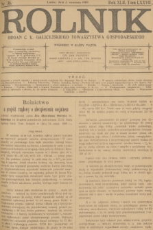 Rolnik : organ c. k. Galicyjskiego Towarzystwa Gospodarskiego. R.42, T.78, 1909, nr 36