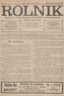 Rolnik : organ c. k. Galicyjskiego Towarzystwa Gospodarskiego. R.43, T.79, 1910, nr 4