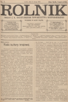 Rolnik : organ c. k. Galicyjskiego Towarzystwa Gospodarskiego. R.43, T.79, 1910, nr 7