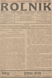 Rolnik : organ c. k. Galicyjskiego Towarzystwa Gospodarskiego. R.43, T.80, 1910, nr 39