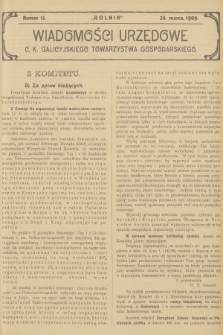 Wiadomości Urzędowe c. k. Galicyjskiego Towarzystwa Gospodarskiego. 1909, nr 13