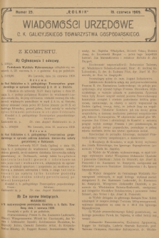 Wiadomości Urzędowe c. k. Galicyjskiego Towarzystwa Gospodarskiego. 1909, nr 25