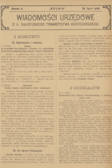 Wiadomości Urzędowe c. k. Galicyjskiego Towarzystwa Gospodarskiego. 1909, nr 31
