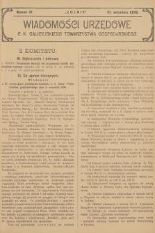 Wiadomości Urzędowe c. k. Galicyjskiego Towarzystwa Gospodarskiego. 1909, nr 37