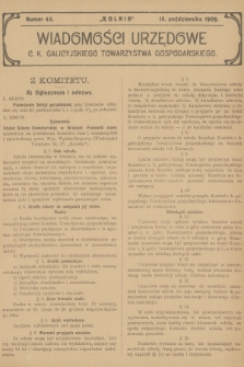 Wiadomości Urzędowe c. k. Galicyjskiego Towarzystwa Gospodarskiego. 1909, nr 42
