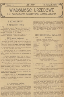 Wiadomości Urzędowe c. k. Galicyjskiego Towarzystwa Gospodarskiego. 1909, nr 48
