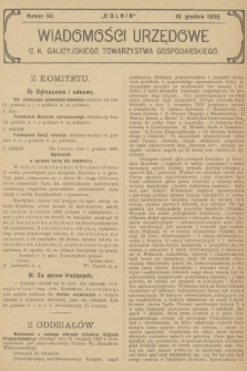 Wiadomości Urzędowe c. k. Galicyjskiego Towarzystwa Gospodarskiego. 1909, nr 50