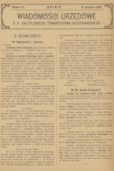 Wiadomości Urzędowe c. k. Galicyjskiego Towarzystwa Gospodarskiego. 1909, nr 51