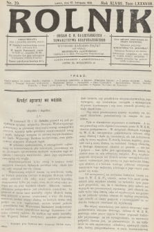 Rolnik : organ c. k. Galicyjskiego Towarzystwa Gospodarskiego. R.48, T.88, 1916, nr 20