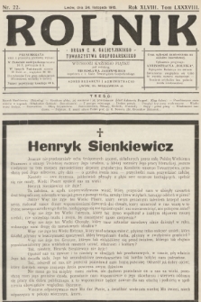 Rolnik : organ c. k. Galicyjskiego Towarzystwa Gospodarskiego. R.48, T.88, 1916, nr 22
