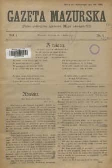 Gazeta Mazurska : pismo poświęcone sprawom Mazur ewangelickich. R.1, 1922, nr 1