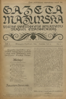 Gazeta Mazurska : pismo poświęcone sprawom Mazur ewangelickich. R.2, 1923, nr 6