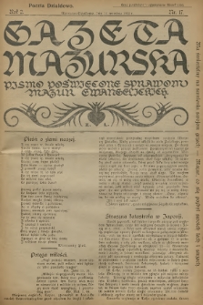 Gazeta Mazurska : pismo poświęcone sprawom Mazur ewangelickich. R.2, 1923, nr 17