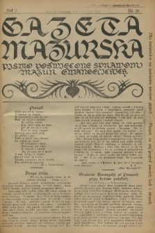 Gazeta Mazurska : pismo poświęcone sprawom Mazur ewangelickich. R.2, 1923, nr 18