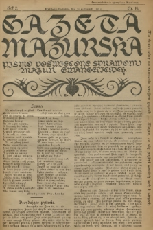 Gazeta Mazurska : pismo poświęcone sprawom Mazur ewangelickich. R.2, 1923, nr 19
