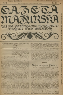 Gazeta Mazurska : pismo poświęcone sprawom Mazur ewangelickich. R.2, 1923, nr 20