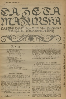 Gazeta Mazurska : pismo poświęcone sprawom Mazur ewangelickich. R.2, 1923, nr 22