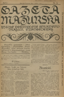 Gazeta Mazurska : pismo poświęcone sprawom Mazur ewangelickich. R.2, 1923, nr 24