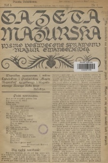 Gazeta Mazurska : pismo poświęcone sprawom Mazur ewangelickich. R.3, 1924, nr 1