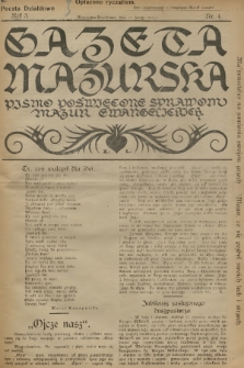 Gazeta Mazurska : pismo poświęcone sprawom Mazur ewangelickich. R.3, 1924, nr 4