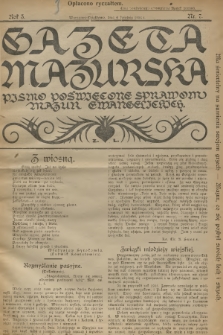 Gazeta Mazurska : pismo poświęcone sprawom Mazur ewangelickich. R.3, 1924, nr 7