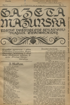 Gazeta Mazurska : pismo poświęcone sprawom Mazur ewangelickich. R.3, 1924, nr 8