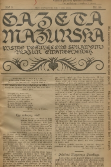 Gazeta Mazurska : pismo poświęcone sprawom Mazur ewangelickich. R.3, 1924, nr 10