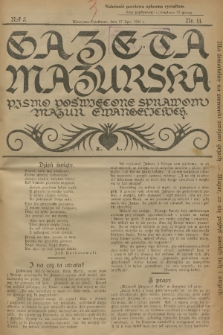 Gazeta Mazurska : pismo poświęcone sprawom Mazur ewangelickich. R.3, 1924, nr 14