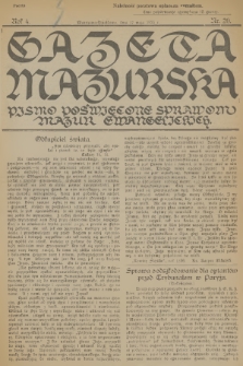 Gazeta Mazurska : pismo poświęcone sprawom Mazur ewangelickich. R.4, 1925, nr 20