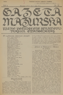 Gazeta Mazurska : pismo poświęcone sprawom Mazur ewangelickich. R.4, 1925, nr 22