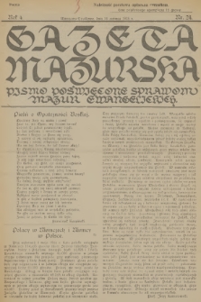 Gazeta Mazurska : pismo poświęcone sprawom Mazur ewangelickich. R.4, 1925, nr 24