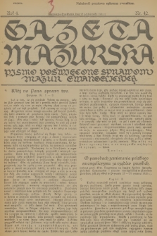 Gazeta Mazurska : pismo poświęcone sprawom Mazur ewangelickich. R.4, 1925, nr 42