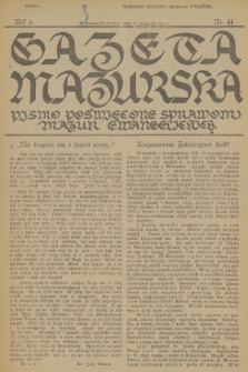 Gazeta Mazurska : pismo poświęcone sprawom Mazur ewangelickich. R.4, 1925, nr 44