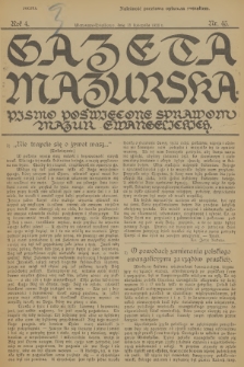 Gazeta Mazurska : pismo poświęcone sprawom Mazur ewangelickich. R.4, 1925, nr 45