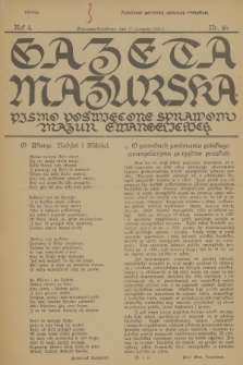 Gazeta Mazurska : pismo poświęcone sprawom Mazur ewangelickich. R.4, 1925, nr 46
