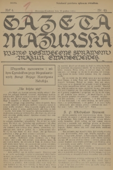 Gazeta Mazurska : pismo poświęcone sprawom Mazur ewangelickich. R.4, 1925, nr 49