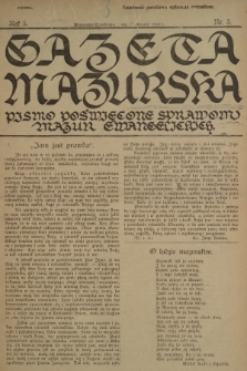 Gazeta Mazurska : pismo poświęcone sprawom Mazur ewangelickich. R.5, 1926, nr 3