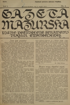 Gazeta Mazurska : pismo poświęcone sprawom Mazur ewangelickich. R.5, 1926, nr 5