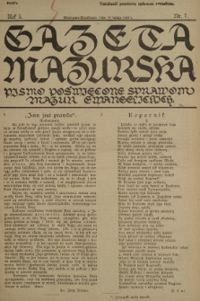 Gazeta Mazurska : pismo poświęcone sprawom Mazur ewangelickich. R.5, 1926, nr 7