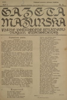 Gazeta Mazurska : pismo poświęcone sprawom Mazur ewangelickich. R.5, 1926, nr 11