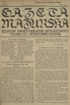 Gazeta Mazurska : pismo poświęcone sprawom Mazur ewangelickich. R.5, 1926, nr 20