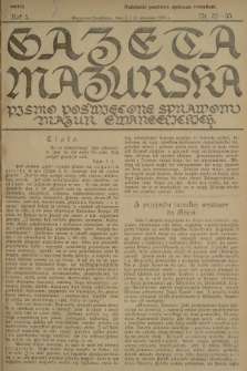 Gazeta Mazurska : pismo poświęcone sprawom Mazur ewangelickich. R.5, 1926, nr 32-33