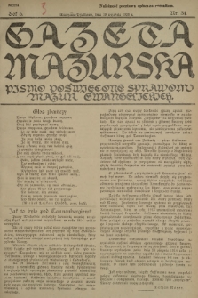 Gazeta Mazurska : pismo poświęcone sprawom Mazur ewangelickich. R.5, 1926, nr 34