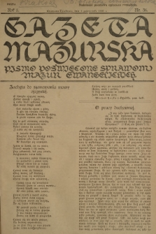 Gazeta Mazurska : pismo poświęcone sprawom Mazur ewangelickich. R.5, 1926, nr 36